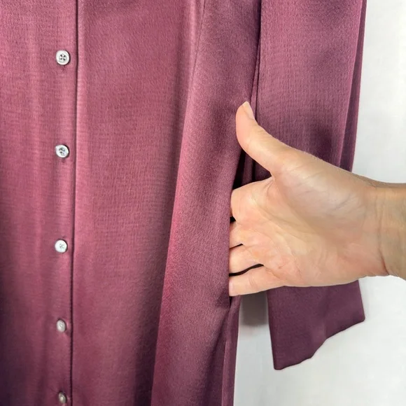 KATE SPADE COLLECTION Satin Midi Shirtdress in Candied Fig - NJMUA864 - Sz 0 - Picture 9 of 12